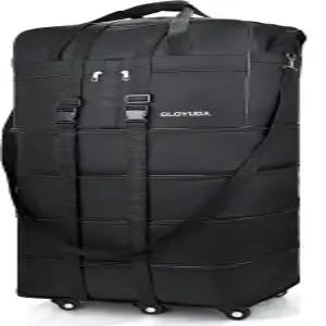 Gloyuda 130L 확장 가능한 수하물 바퀴가 달린 43인치 초대형 여행 가방 접이식 롤링 더플백 손잡이 랩