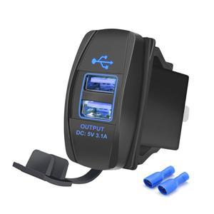 12V-24V 듀얼 USB 전원 충전기 소켓 방수 3.1A 로커 스위치 스타일 자동차 보트 요트 ATV RV 트럭