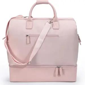 여성 및 남성용 NOBL 여행용 위켄더 백 트롤리 슬리브가 있는 대형 더플 휴대용 토트 별도의 신발 수납