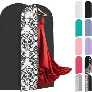 가운용 72인치 롱 드레스백 - 웨딩드레스 의류백 옷걸이 및 옷장 보관용 신분증 창이 있는 여성용 내구성