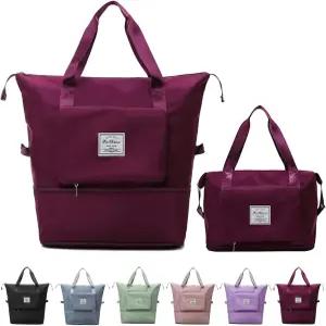 대용량 여행 가방 접이식 확장 가능한 더플 방수 핸드백 여성 및 남성용 오버나이트