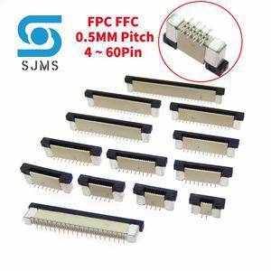 5/10pcs FPC FFC 소켓 0 5mm 피치 4 5 6 8 10 12 16 18 20 26 28 30 34 40 50P 54 60 핀 수직 유형 리본 플랫 케이블 커넥터