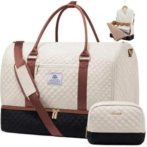 LOVEVOOK 2 in 1 여성용 신발 파우치 포함 의류 가방 컨버터블 행잉 슈트 여행 휴대용 더플 화장실