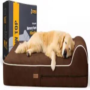 코펙스 정형외과 메모리 폼 반려견 침대 7인치 두께의 초대형 베개 브라운 50인치 x34인치 x10인치 방수