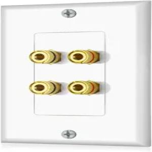 ICESpring 바나나 바인딩 포스트 투피스 커플러 삽입 벽판 2개용 표준 싱글 갱 WHITE