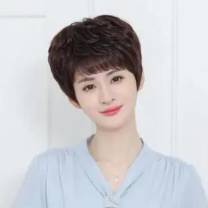 [패션] 인모 통가발 엄마 중년 여성 여자 짧은 항암 가발