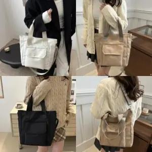 [패션] 나일론 빅포켓 토트백 가벼운 크로스 투웨이백