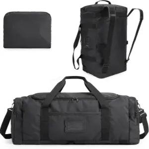 여행용 접이식 더플백 60L 남성용 대형 4 in 1 백팩 휴대용 위켄더백 블랙