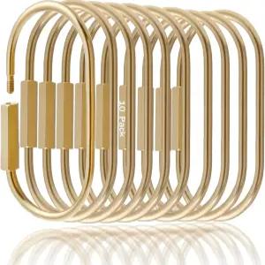 CMVFYL 10개 골드 황동 열쇠고리 소형 잠금 카라비너 클립 나사 타원형 핸드백용 지갑 가방 참 홀더