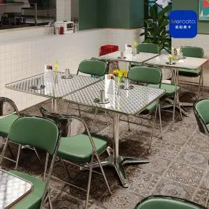 레트로 스테인레스 슬림 테이블 식당 고급형 카페용 사각