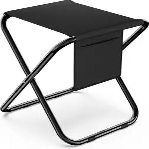 심플한 디럭스 휴대용 캠핑 의자 14.4인치 300파운드 용량 수납 포켓이 있는 접이식 블랙