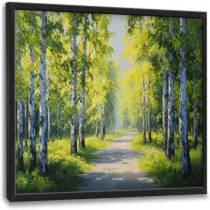 거실용 크렉비 대형 자작나무 벽 아트 숲 장식 자연 풍경 캔버스 프린트 사무실 침실 액자 선물 24 x36