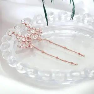 골드필드핀귀걸이 골드필드 핀 큐빅 체인 드롭 일자침 귀걸이 14K