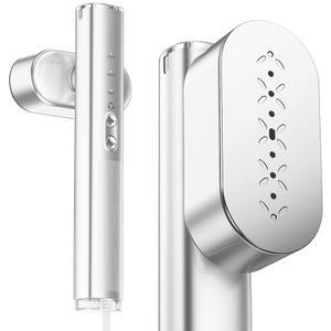 의류용 여행용 찜기, 100-240V 휴대용 의류 찜기, 찜기 & 다리미 2인치 1,30초 급속 가열, 120ml 물탱크, 대형 세라믹 열 패널, 글로벌 및 유럽 여행용 휴대용 찜기, 실버