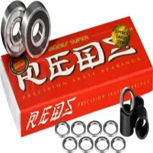 본즈 슈퍼 레드 스케이트보드 베어링 8개 스페이서 및 와셔 번들 포함