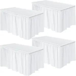 브링 4개 플라스틱 테이블 스커트 29인치 x 14피트 일회용 직사각형 테이블보 결혼식 샤워 생일 파티 연회
