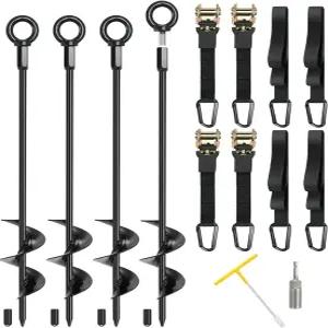 그라운드 앵커 4팩 18인치 RV 차양 타이다운 키트 헛간 정원 말뚝의 나사 트램펄린 텐트 카포트 스윙 세트