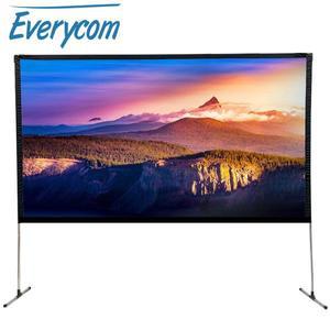 Everycom 휴대용 프로젝터 스크린, LED 16:9 야외 바닥 스탠드 프로젝션 3D 4K 캠핑 필름 커튼, 80 100 120