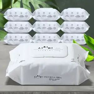 물티슈 10팩 100매 대용량 물휴지 신생아 두꺼운 비데 유아 신생아 차량용 20팩 샤워 두툼한