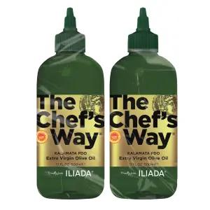 일리아다 셰프의 길 칼라마타 PDO 엑스트라 버진 올리브 오일 트윈 팩 2x500ml 정밀 스퀴즈 보틀 멀티