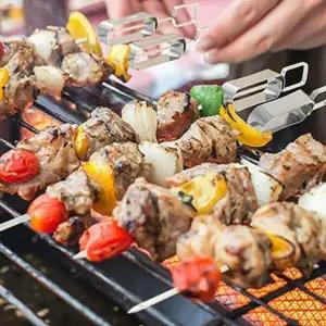 스테인리스 플랫 바베큐 꼬치 35cm 5p 세트 슬라이드형 캠핑 조리도구