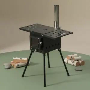 캠핑용 폴딩 화목난로 연통 포함 휴대용 장작 난로 스토브