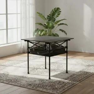 경량 접이식 롤테이블 58x58cm 캠핑용 야외 식탁 수납망 포함