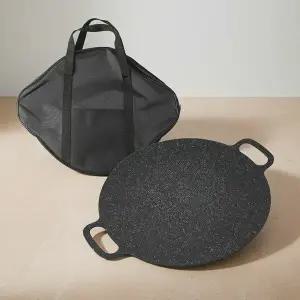 코팅 캠핑 그리들 30cm 전용 가방 포함 야외 바베큐 불판