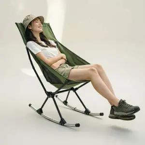 2WAY 접이식 흔들 캠핑체어 카키 낚시용 경량 야외 릴렉스 의자