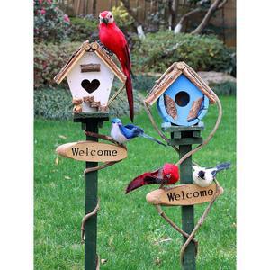 새집 스탠드 기둥 예술 새장걸이 중량급 보호대가 오츠슬 조류 용품 야외용 식물 스테인리스