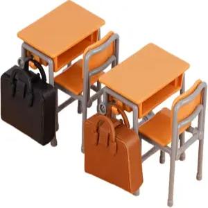 VOSAREA 미니어처 학교 가구 세트 인형의 집 책상 및 의자 놀이 모던 모델 미니 책가방 장식