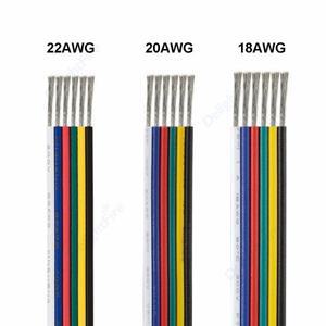 6핀 케이블 SM JST RGBW LED 커넥터 0.3mm 코어 전기 구리 와이어, 5050RGB + CCT 스트립 드라이버 용