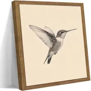 빈티지 우드 프레임 새 캔버스 액자 허밍버드 스케치 풍경화 농가풍 인테리어 벽장식