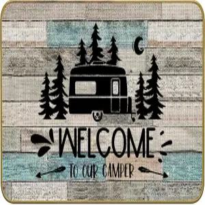 밍나이 러스틱 홈 출입구용 캠핑 도어 매트 캠핑장 RV 프론트 실내 실외 러그 30 x 17 웰컴 오신 것을