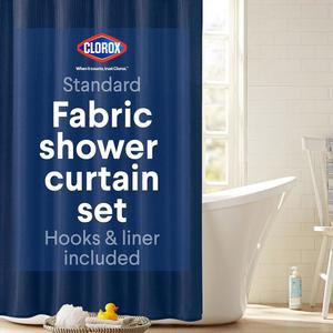 방수 경량 PEVA 라이너 세트가 있는 CLOROX 욕실 샤워 커튼 욕실용 표준 무게 및 12 금속 70 x 72 미드나잇 블루