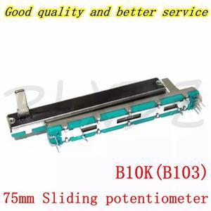 10PCS 75mm 슬라이드 전위차계 이중 선형 10K 저항 Ohm 믹싱 콘솔에 적합