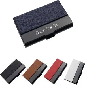 타이쿠리 맞춤 명함 홀더 개인 각인 가죽 케이스 비즈니스/유니크 선물로 여성/남성 텍스트/로고 제작
