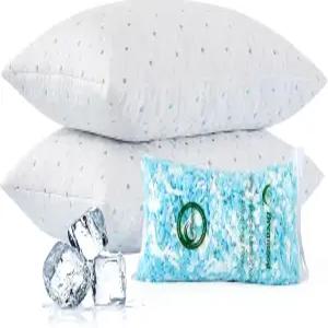 쿨링 베개 퀸 사이즈 2종 세트 추가 충전재 포함 100 파쇄 메모리 폼 세척 가능한 커버 사이드 백 위 침목