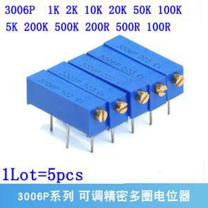 5PCS 3006P 정밀 멀티 턴 가변 전위차계 1K 2K 5K ohm