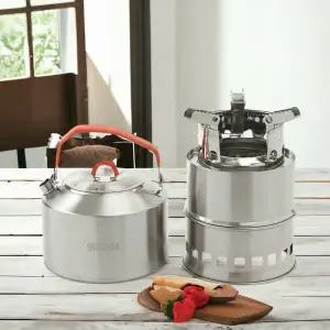 대용량 캠핑 주전자 우드 스토브 세트 야외용 티포트 구이바다