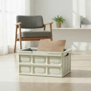 30L 아이보리 캠핑 폴딩박스 접이식 다용도 수납함 테이블 겸용