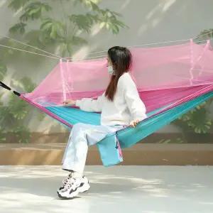 공중부양 캠핑 모기장 해먹 핑크 스카이 침대형 그네 야외 그물침대