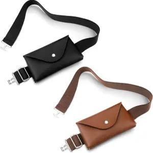 빈사틴 2팩 승마 벨트 여성 비트 허리 가방 1 여자 선수를 위한 실버 버클이 있는 5인치 탄력