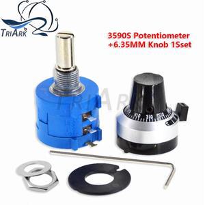 1세트 3590S 정밀 멀티턴 10k (전위차계 개, 링 조절식 저항기, 회전 카운팅 다이얼, 6.35mm 노브 개)
