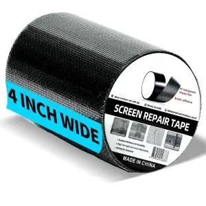 창문 스크린 도어 수리 테이프 4인치 x 20피트 블랙 유리섬유 메시 3겹 강력 방수 커버