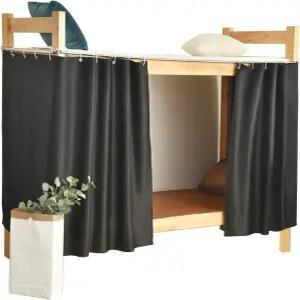 티나 헤비 듀티 블랙아웃 하단 이층 침대 커튼 홈 기숙사용 프라이버시 캐노피 트윈 사이즈 패널 2개 블랙