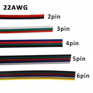 5M 10M 전선 22AWG 케이블 2Pin RGB 단일 색상 2835 5050 LED 스트립 주석 도금 구리