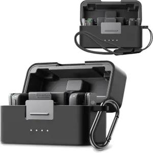 DJI 마이크 미니용 케이스 NUKAJU 실리콘 보호 커버 카라비너 랜야드 포함 낙하 방지 긁힘 방진 블랙