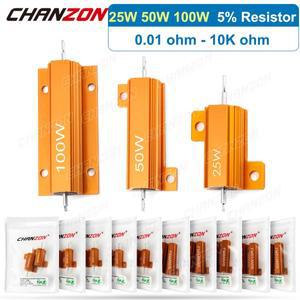 2Pcs 25W 50W 10W 권선 알루미늄 저항기 고전력 0.01 0.5 1 2 3 4 5 6 8 16 20 75 1K 옴