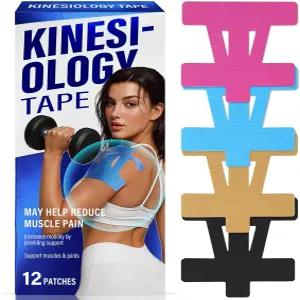 어깨 지지용 12 PCS 운동학 테이프 활동적인 움직임을 위한 프리미엄 면 무릎 및 근육 운동을 유연하고